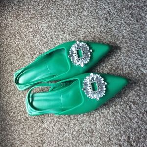 Green Jeweled flats